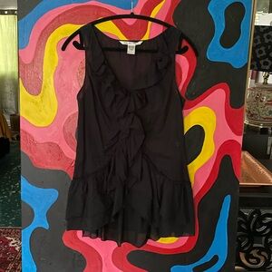 Ruffle layered sleeveless black top